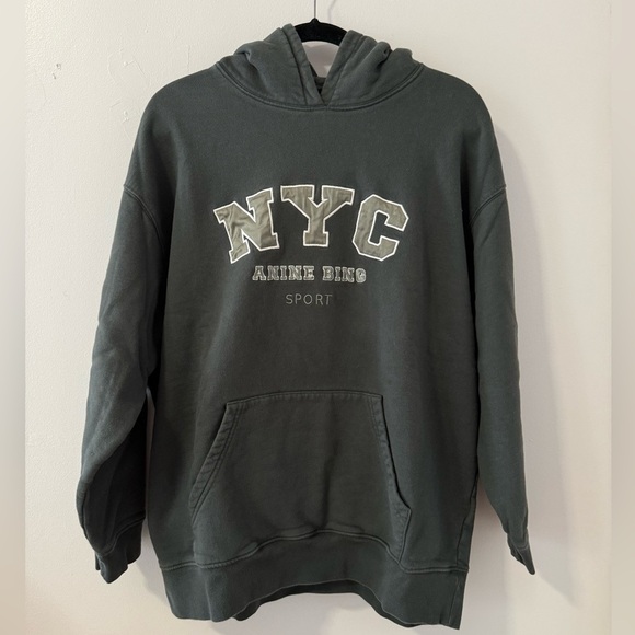 ANINE BING Vincent NYC Oversized Hoodie Sweatshirt – Dark Green - Picture 4 of 7